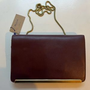 Madewell brand Friday leather clutch purse with detachable gold chain NWT